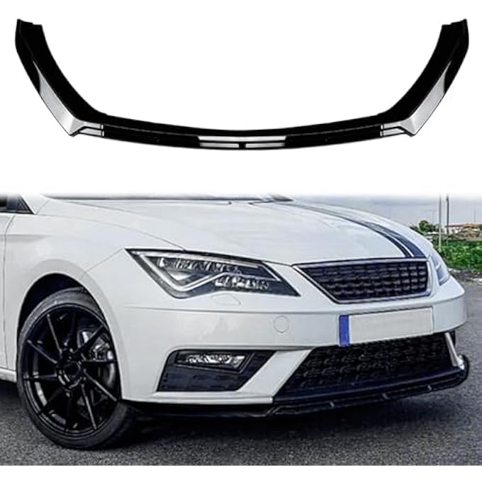 FINMOKAL Front Bumper Spoiler Lip Splitter Air Dam Kit Compatible with Seat Leon MK3.5 Standard Version 2017-2020 Gloss Black (Not Fit for Sport FR/Cupra!) - Image 1