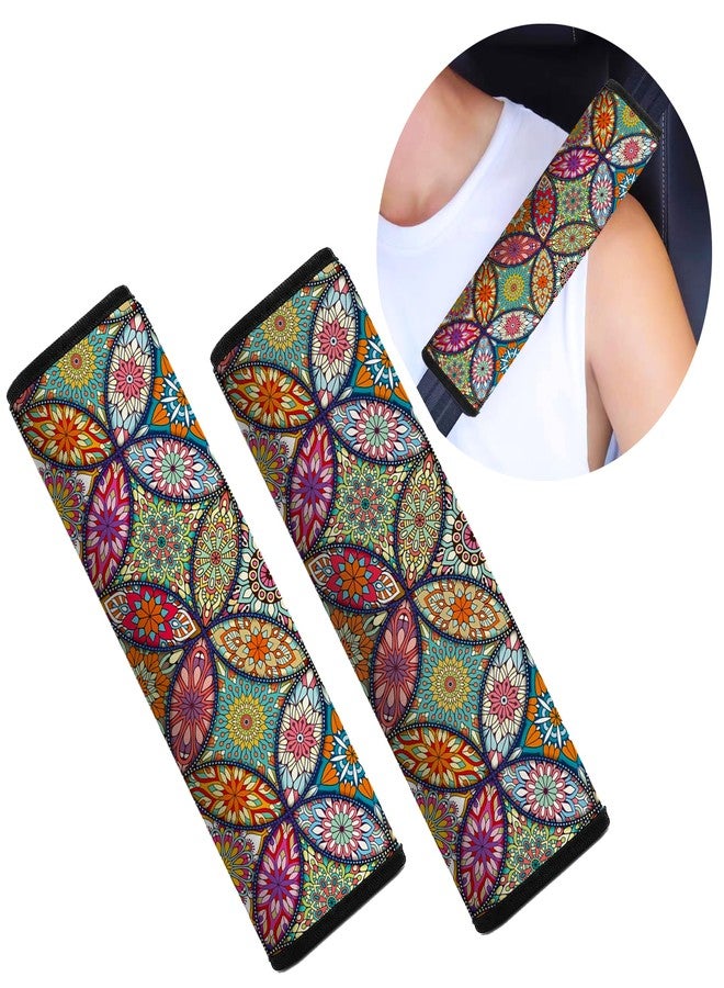 Mokiwala Car Seat Belt Pad Cover, 2-Pack Soft Car Safety Seat Belt Strap Shoulder Pad for Adults and Children, Suitable for Car Seat Belt, Backpack, Shoulder Bag (Pretty Mandala) - Image 2