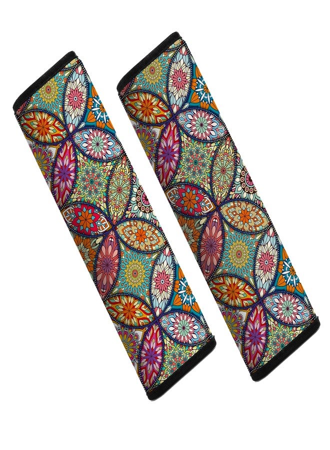 Mokiwala Car Seat Belt Pad Cover, 2-Pack Soft Car Safety Seat Belt Strap Shoulder Pad for Adults and Children, Suitable for Car Seat Belt, Backpack, Shoulder Bag (Pretty Mandala) - Image 1