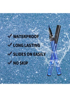 Music Flower Eyeliner Penwaterproof Liquid Eyeliner With Precision Tipmetallic Shimmer Color Eyeliners Smudge Resistant Long Wearing (Blue)  - Image 4