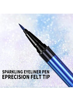 Music Flower Eyeliner Penwaterproof Liquid Eyeliner With Precision Tipmetallic Shimmer Color Eyeliners Smudge Resistant Long Wearing (Blue)  - Image 3