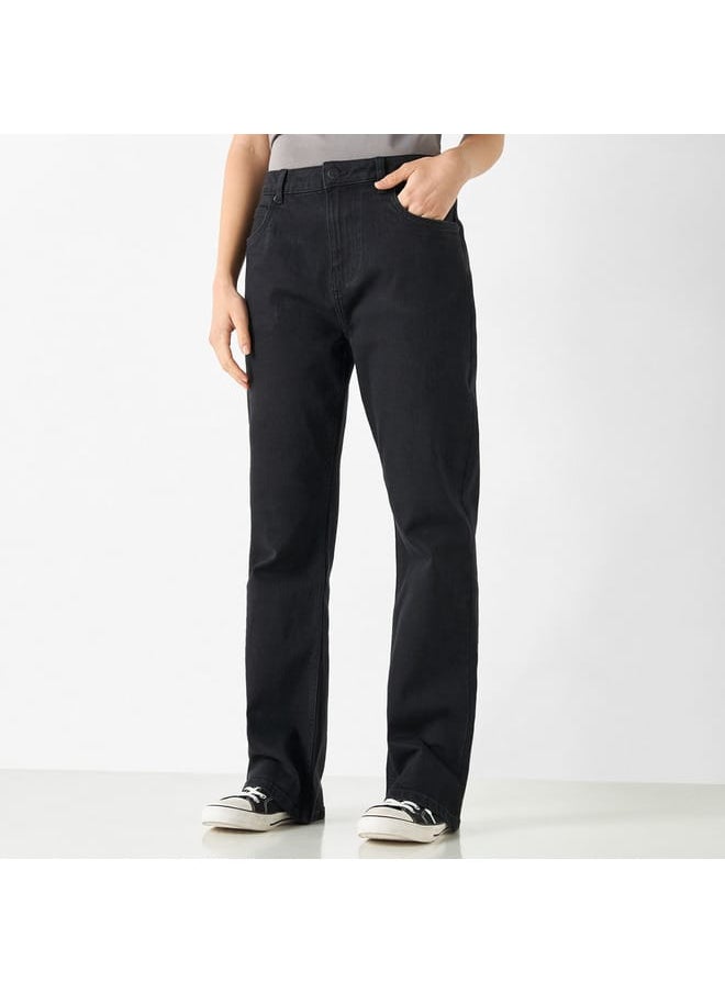 Lee Cooper Lee Cooper Solid Flared Leg Jeans with Pockets  - Image 1