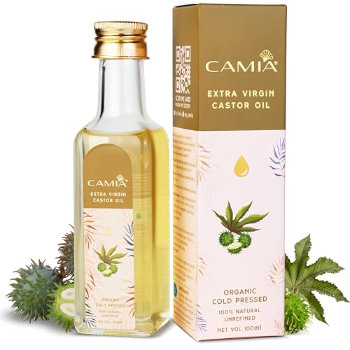 CAMIA Premium Cold Pressed Organic Castor Oil For Skin, Hair & Eyebrows | Rich in Vit E & free fatty acids | Hydrates & Nourishes skin | Promotes Hair Growth, Strengthens strands | 100 ML Glass Bottle - Image 1