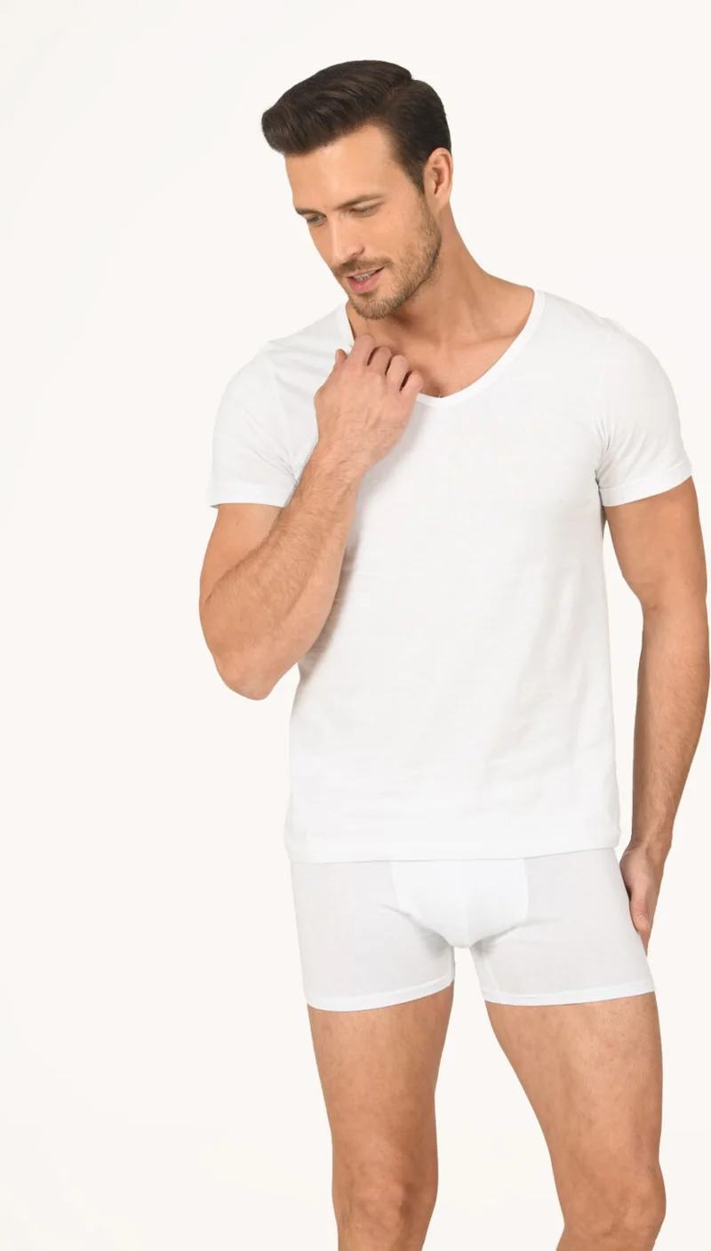 ان بي بي - White V-Neck Short Sleeve Undershirt