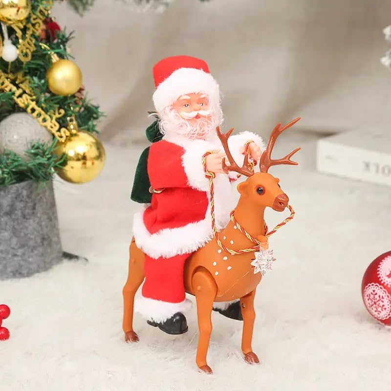 fizzytech Electric Santa Riding Reindeer Decoration Christmas Ornament for Home Party Festive Xmas Gift for Kids Adults - Image 5