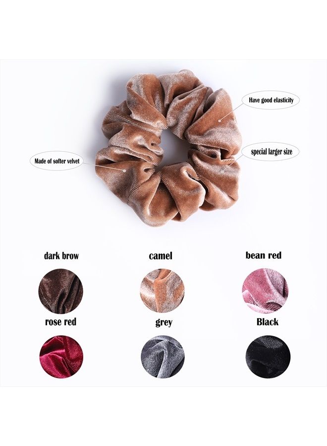 Whaline 6 رباطات شعر كبيرة من المخمل، مطاطيات كبيرة، رباطات شعر للنساء، 6 ألوان - Image 4