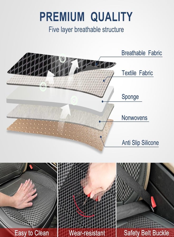 Qinlive 2 Pack Black Ventilated Front Car Seat Cover,3D Air Mesh Breathable Leather Car Seat Protectors Mat Pad, Universal Fit Comfortable Automotive Seat Cushion with Storage Pocket for Car Truck SUV - Image 3