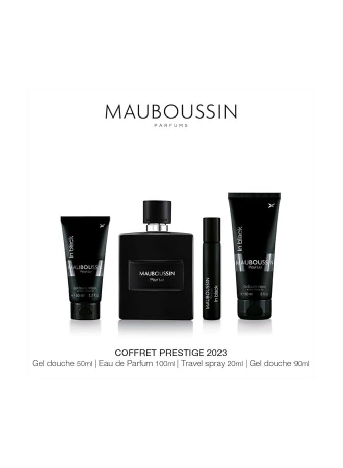 موبوسين SET MAUBOUSSIN  POUR LUI IN BLACK PRESTIGE   EDP 100ML+ SH.GEL 90ML + SH.GEL 50ML+ 20ML EDP - Image 2