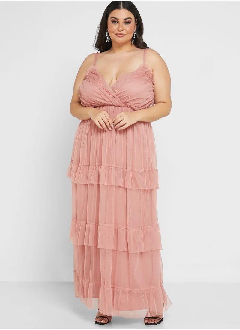 Anaya with Love Curve Strappy Surplice Neck Dress