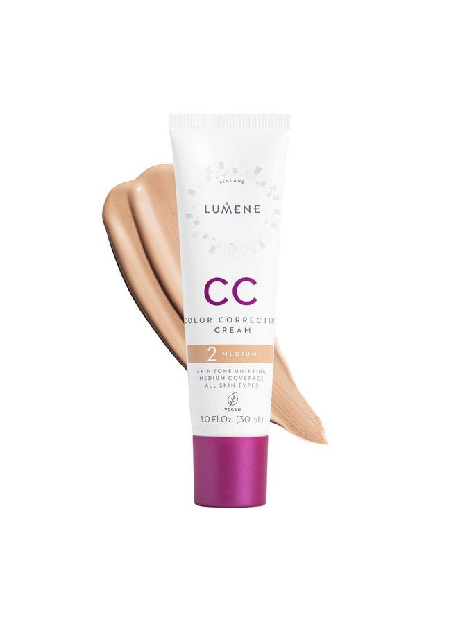 Lumene Color Correcting CC Cream - Lightweight Foundation - Medium Coverage - Redness Reducing Face Makeup for a Glowing Complexion - Vegan Formula + Suitable for All Skin Types - Medium (1 fl oz) - Image 1