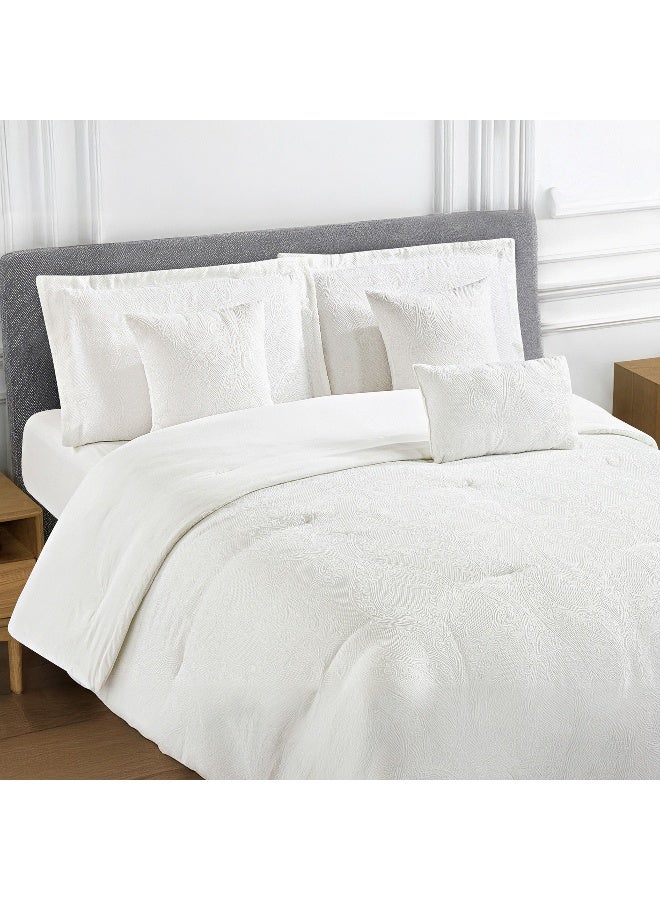 Home Box طقم لحاف كينج جاكار باللون الأبيض بنقشة بايزيلي للبالغين - Image 1