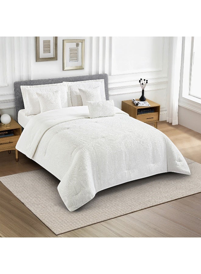 Home Box طقم لحاف كينج جاكار باللون الأبيض بنقشة بايزيلي للبالغين - Image 2