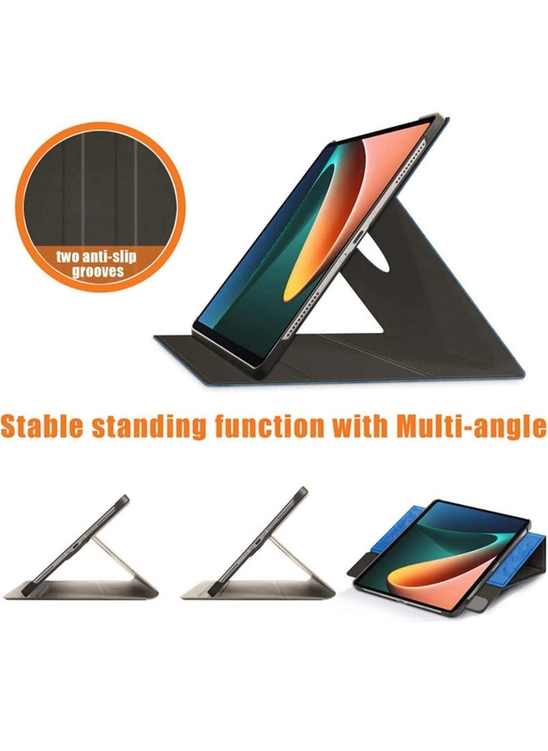 Case for Xiaomi Mi Pad 5 case,for Mi Pad 5 Pro Case, KASTWAVE Elastic Strap Pen Holder Stand Auto Sleep  Wake Up Function Cover PU Leather Tablet Cases for Xiaomi Mi Pad 5 Pro Case-Dark Blue - Image 3