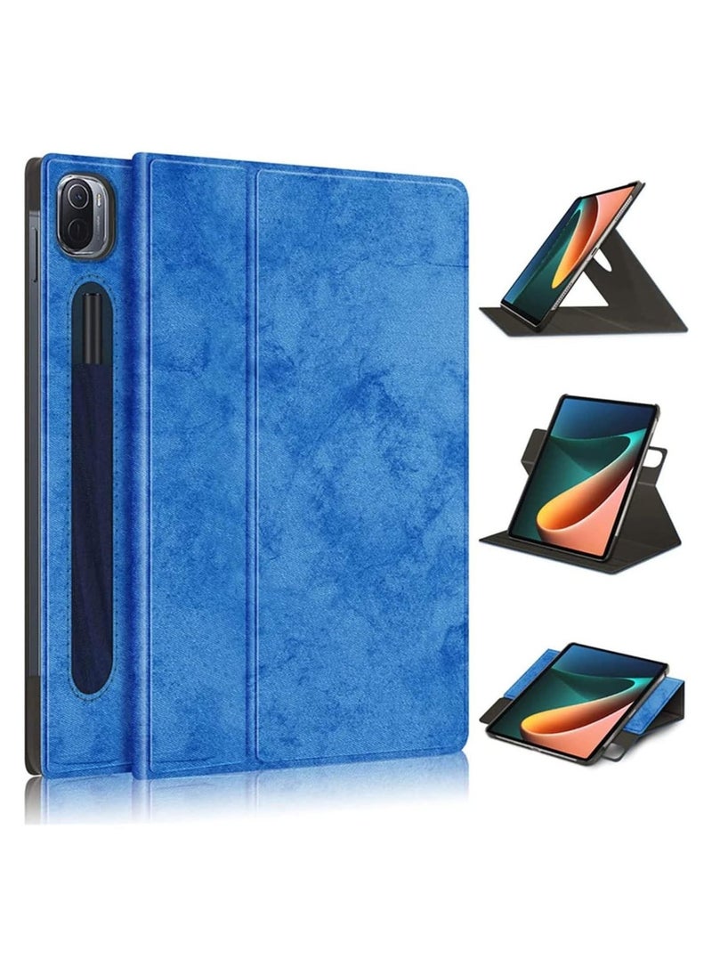 Case for Xiaomi Mi Pad 5 case,for Mi Pad 5 Pro Case, KASTWAVE Elastic Strap Pen Holder Stand Auto Sleep  Wake Up Function Cover PU Leather Tablet Cases for Xiaomi Mi Pad 5 Pro Case-Dark Blue - Image 1