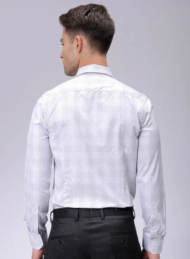 شركة المرآب الهندية Men Slim Fit Checkered Full Sleeves Cutaway Collar Formal Shirt