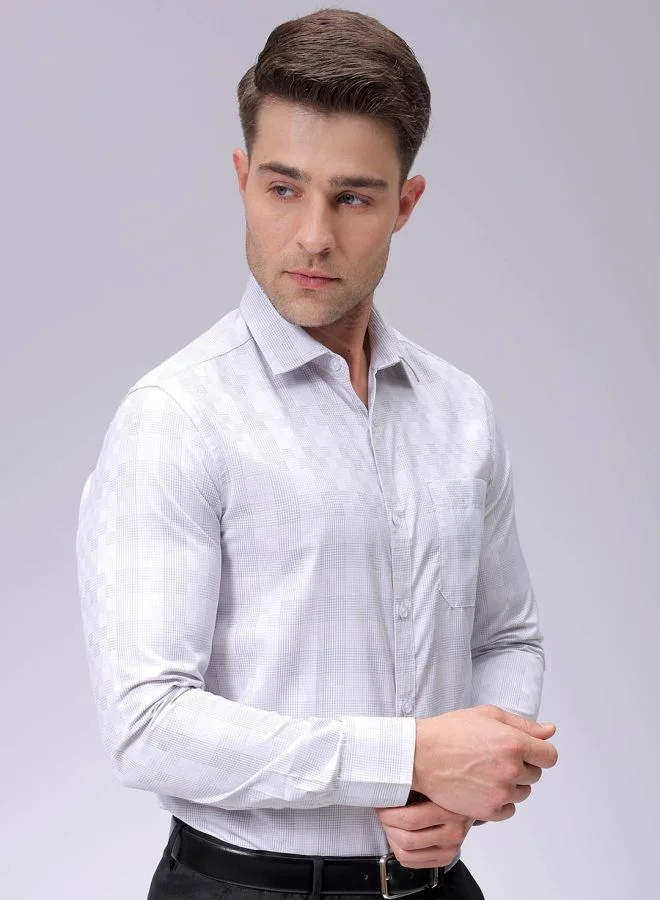 شركة المرآب الهندية Men Slim Fit Checkered Full Sleeves Cutaway Collar Formal Shirt