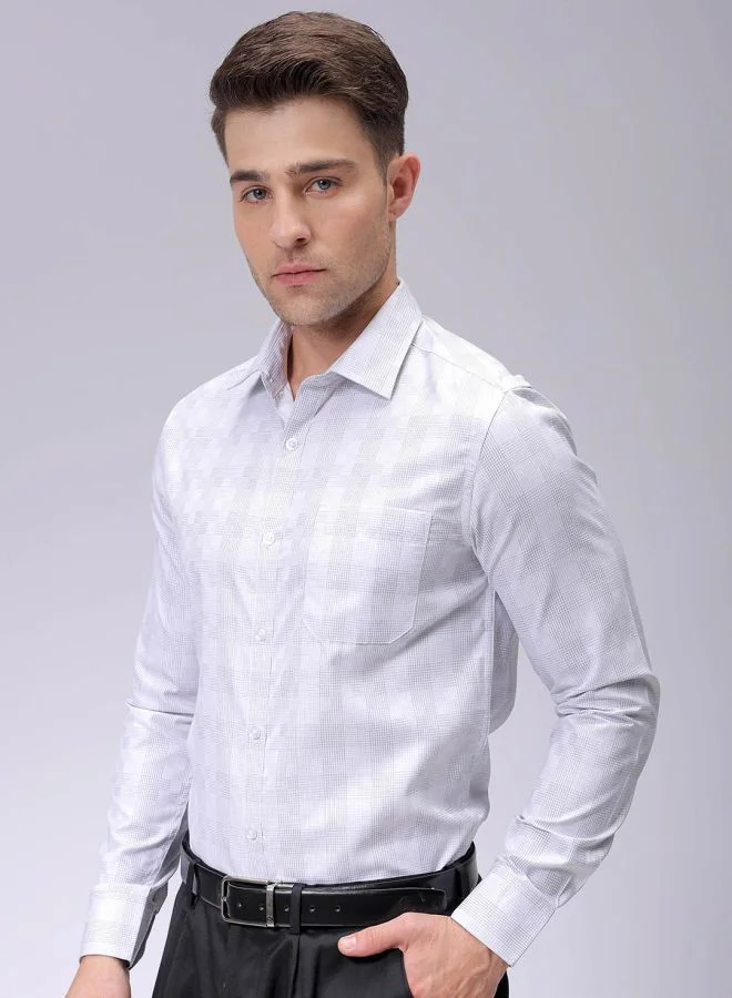 شركة المرآب الهندية Men Slim Fit Checkered Full Sleeves Cutaway Collar Formal Shirt