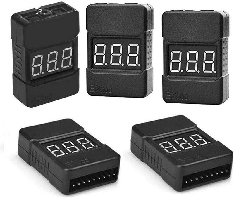 FLY RC 5Packs 2in1 1-8s Lipo Li-ion Battery Voltage Tester Check, Monitor RC Low-Voltage Buzzer Alarm for 1-8s Lipo/Li-ion/LiMn/Li-Fe - Image 1