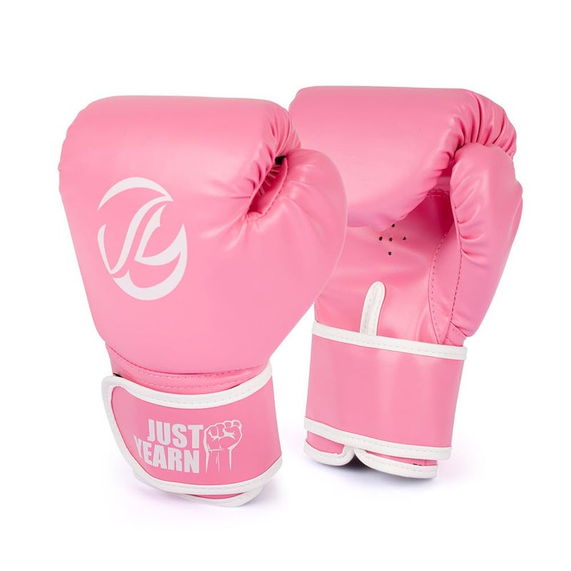 JUST YEARN Kids Boxing Gloves Age 3-9 Years - High Density Sponge Foam Training Gloves for Kickboxing, Sparring & Fitness | Adjustable Wrist Wrap (6OZ) | Boys & Girls Unisex (Pink, 6OZ) - Image 2