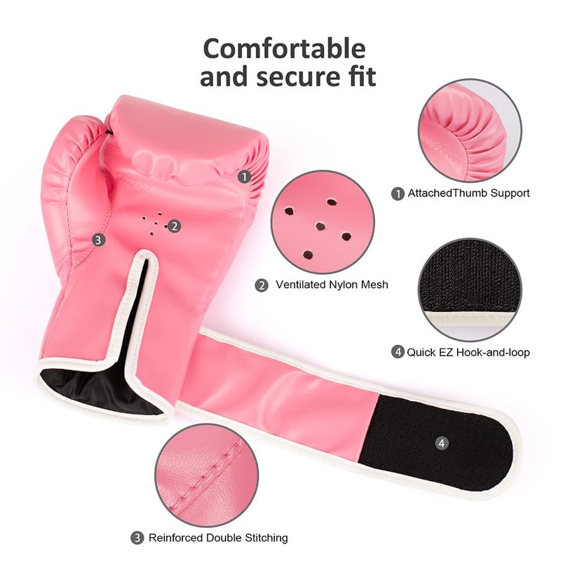 JUST YEARN Kids Boxing Gloves Age 3-9 Years - High Density Sponge Foam Training Gloves for Kickboxing, Sparring & Fitness | Adjustable Wrist Wrap (6OZ) | Boys & Girls Unisex (Pink, 6OZ) - Image 5