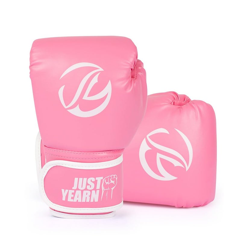 JUST YEARN Kids Boxing Gloves Age 3-9 Years - High Density Sponge Foam Training Gloves for Kickboxing, Sparring & Fitness | Adjustable Wrist Wrap (6OZ) | Boys & Girls Unisex (Pink, 6OZ) - Image 1