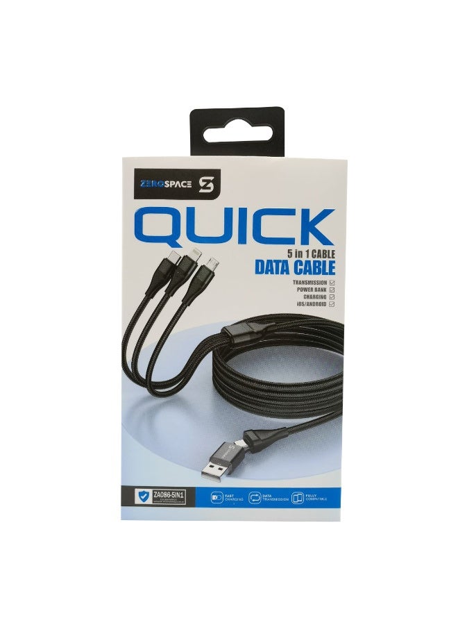 ZERO SPACE 3-in-1 Multi Charging Cable ZA086 - Fast Charging Nylon Braided USB/Type-C Input to Lightning, Type-C & Micro USB Output, High-Speed Data Transfer, Tinned Copper Core, Strong Durable Cable for Smartphones, Tablets, Laptops, Gaming Devices & Power Banks - Image 5