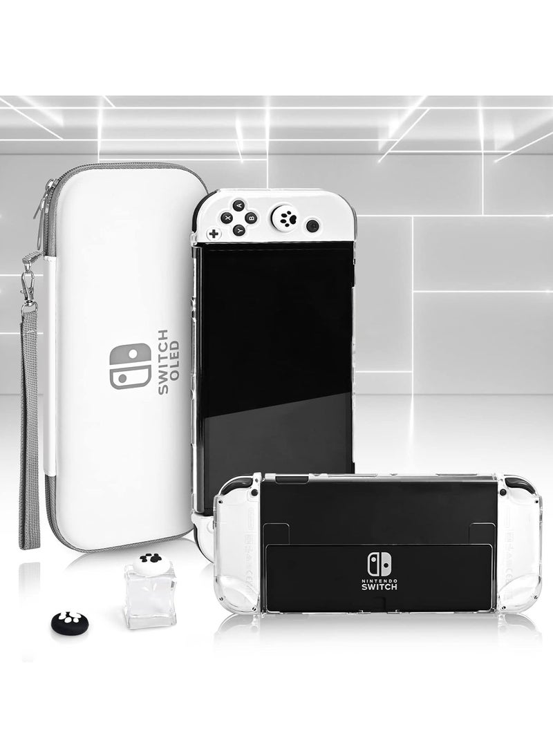 Excefore Carrying Case for Nintendo Switch & Switch OLED,Compact and Portable Storage Set with Tempered Film, Switch OLED Crystal case, Thumb Grip Accessories  - Image 5