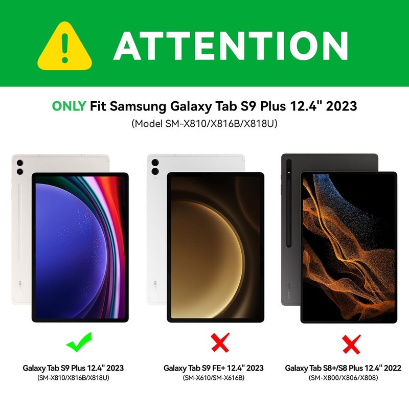 GreenLaw Samsung Galaxy Tab S9 Plus Keyboard case, 7 Color Backlit, Magnetic Detachable, Smart Touchpad, S Pen Holder, SM-X810/X816B/X818U for Samsung Tab S9+ 12.4 inch 2023, Black - Image 2