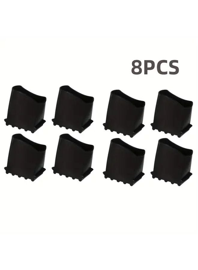 8 Piece Black Rubber Ladder Anti Slip Foot Pads Cover Safety Bumper Replacement - Image 1