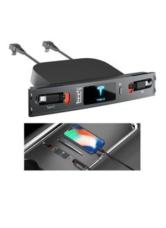 SYOSI Tesla USB Hub, Retractable Hub Docking Station with Fast Charging Cable Multi Port, Center Console Interior Accessorie, Tesla Accessories Docking Station for 2021 2022 2023 Tesla Model 3 Model Y  - Image 1