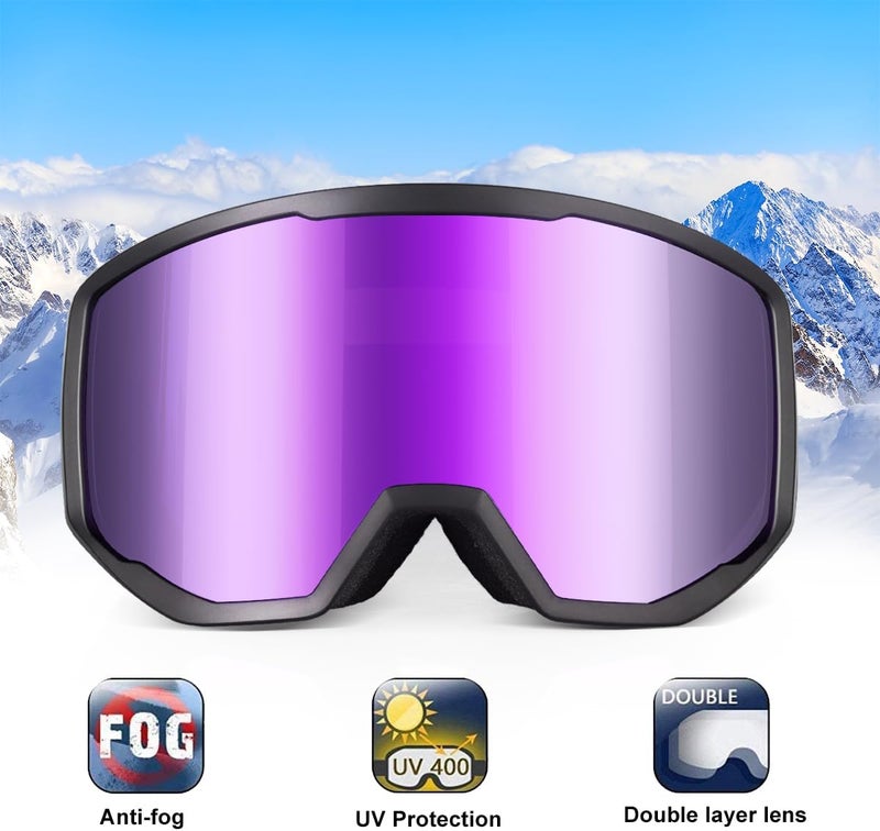 EXP VISION Ski/Snowboard Goggles for Men Women, OTG Snow Goggles Anti Fog UV Protection - Image 2