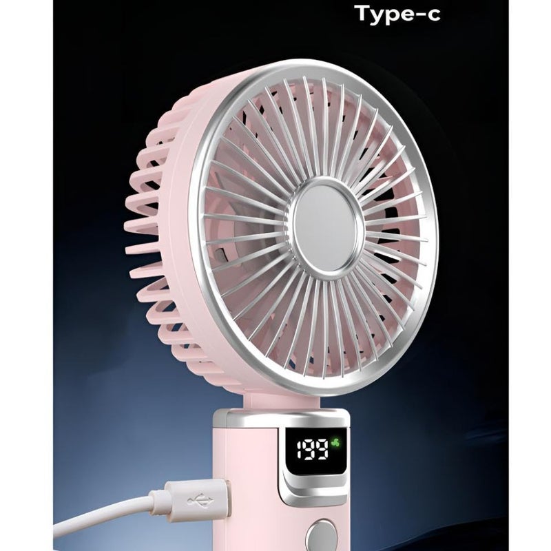 Rechargeable handheld high-speed wind turbine fan, outdoor portable small fan, with power and gear display, suitable for work, life, study, etc. - Image 3