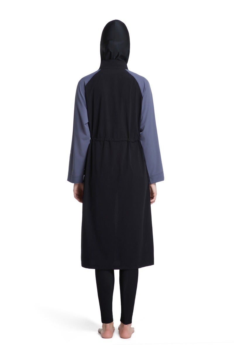 طقم سباحة محافظ من ثلاثة قطع للنساء المسلمات، صيفي، مريح، مضاد للأشعة فوق البنفسجية، بأكمام طويلة وسحّاب، ملابس شاطئية خفيفة الوزن... - Image 4