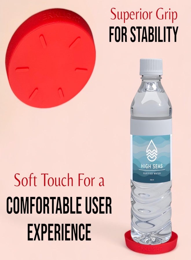 Erklight قواعد أكواب سيليكون فاخرة من إركلايت، باللون الأحمر، مناسبة للمكتب والمنزل والسيارة - طقم من 4 قطع، مانعة للانزلاق والالتصاق، مناسبة للمشروبات الساخنة والباردة، قابلة للغسل، أنيقة، تحمي طاولتك - Image 5