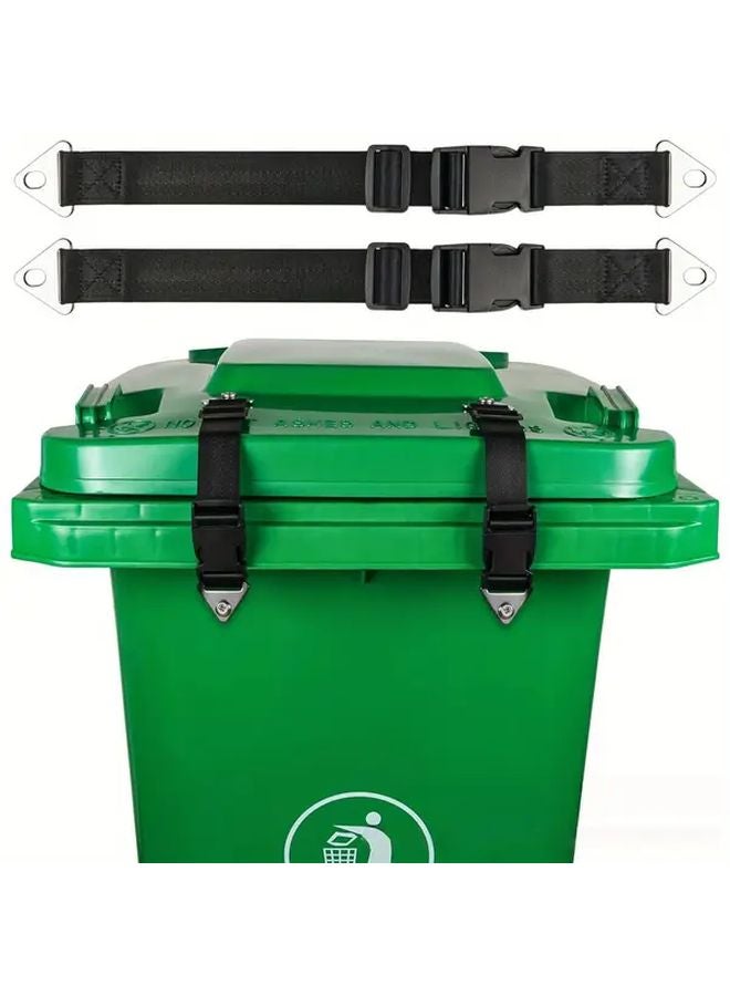 2pcs Heavy Duty Outdoor Trash Can Lid Straps Elastic Locking Windproof Garbage Bin Fixing Belts - Image 1