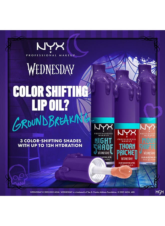 NYX PROFESSIONAL MAKEUP Wednesday Color-shifting Lip Oil, Thorn Pricked, Lip Oil, 12H Hydration, High-shine Finish - Image 4