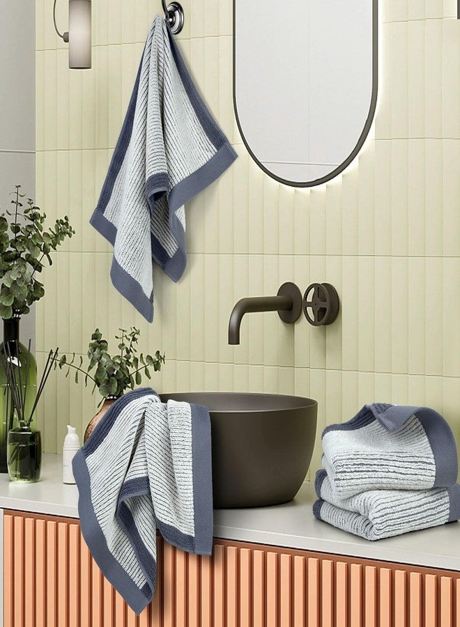 Cleanbear Hand Towels for Bathroom set of 4, Jacquard Weaved Cotton Face Towels, 28 x 13.7 Inches, Gray - Image 3