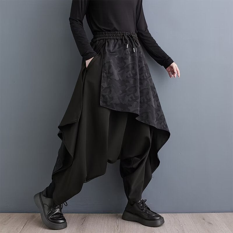2024 Dark Irregular Skirt Pants Yamamoto Style Mens Black Harlan Black