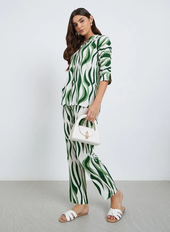 Maxim Creation Maxim Creation Women Abstract Print Top and Pants Co-Ords