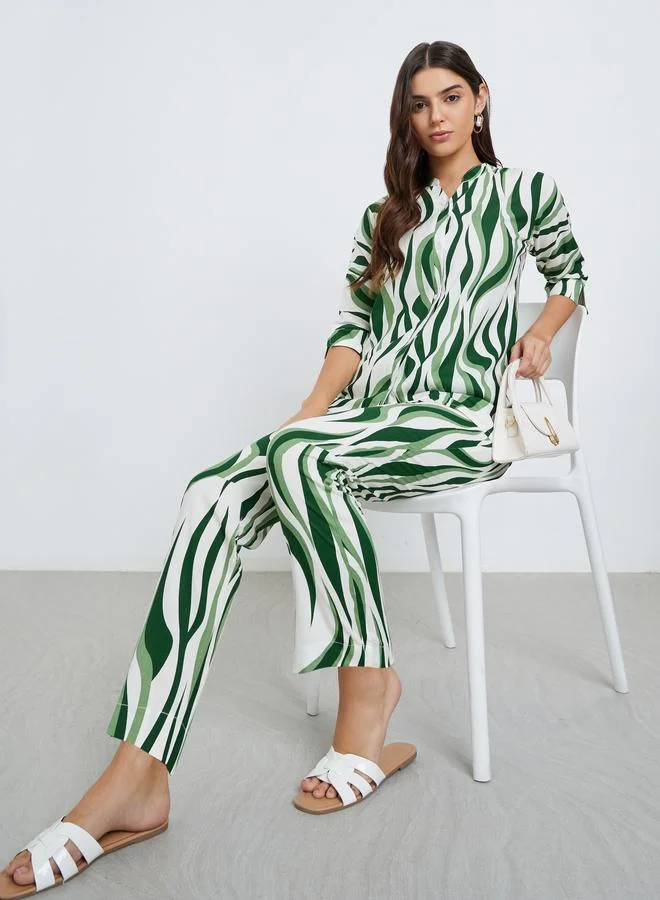 Maxim Creation Maxim Creation Women Abstract Print Top and Pants Co-Ords