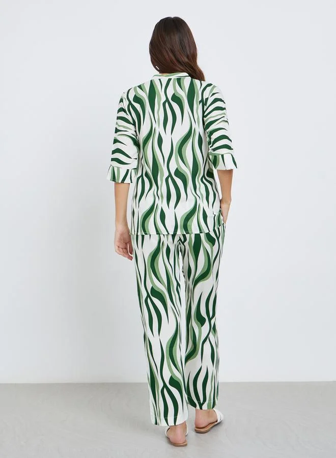 Maxim Creation Maxim Creation Women Abstract Print Top and Pants Co-Ords