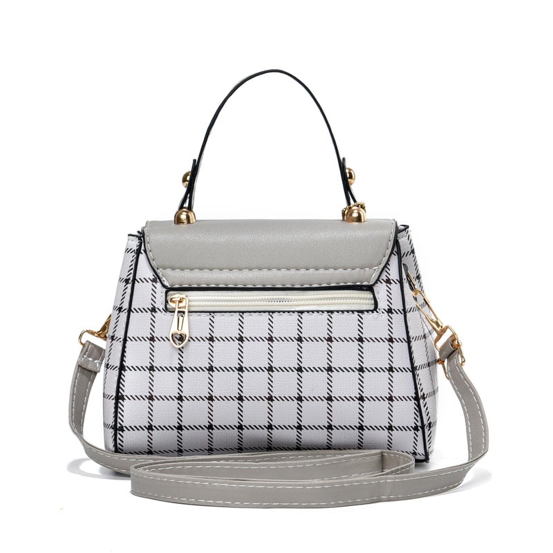 Xiaoyu Small Purses and Handbags for Women Fashion Crossbody Bag Lightweight Shoulder Bag Plaid Pattern Satchel (Grey) - Image 5