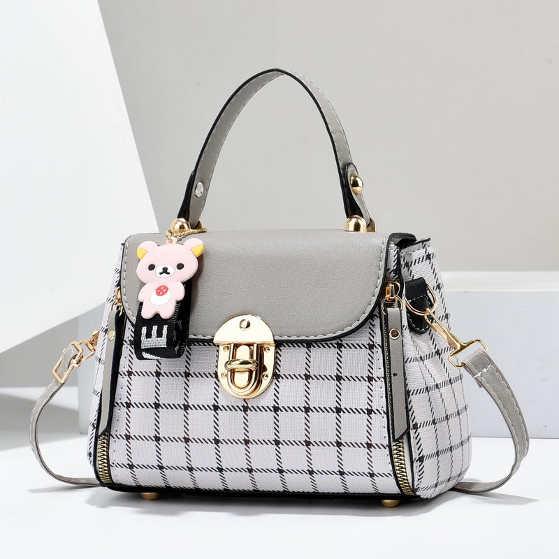 Xiaoyu Small Purses and Handbags for Women Fashion Crossbody Bag Lightweight Shoulder Bag Plaid Pattern Satchel (Grey) - Image 2