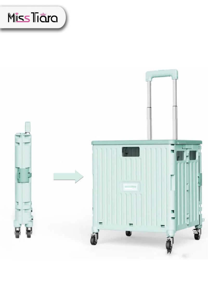 MissTiara - Camping Foldable Box 65L Foldable Utility Rolling Shopping Cart with Telescoping Handle and 360 Degree Universal Wheels for Outdoor Camping and Hiking Tourist Shopping - Image 1