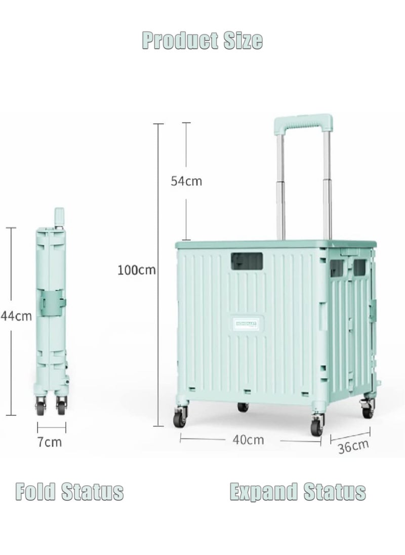 MissTiara - Camping Foldable Box 65L Foldable Utility Rolling Shopping Cart with Telescoping Handle and 360 Degree Universal Wheels for Outdoor Camping and Hiking Tourist Shopping - Image 1