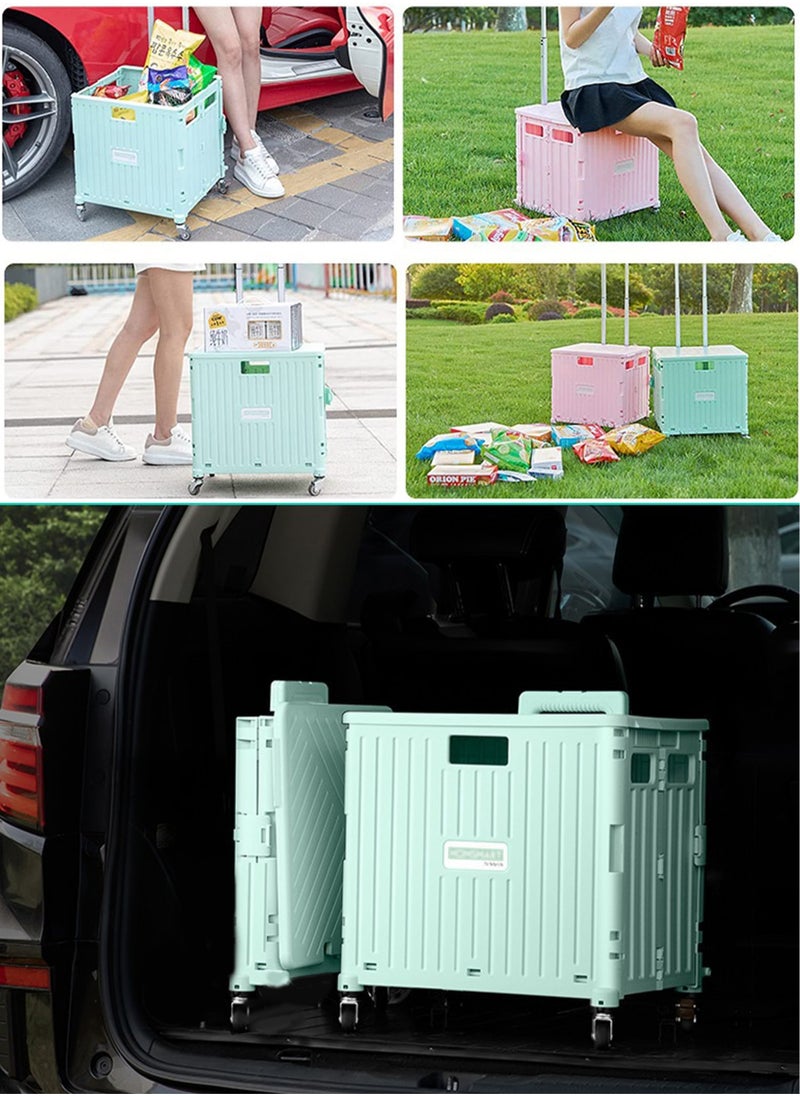 MissTiara - Camping Foldable Box 65L Foldable Utility Rolling Shopping Cart with Telescoping Handle and 360 Degree Universal Wheels for Outdoor Camping and Hiking Tourist Shopping - Image 1