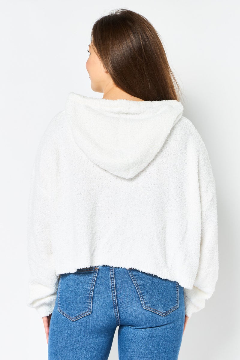 NIA Women Hooded Solid Sweater, White - Image 4