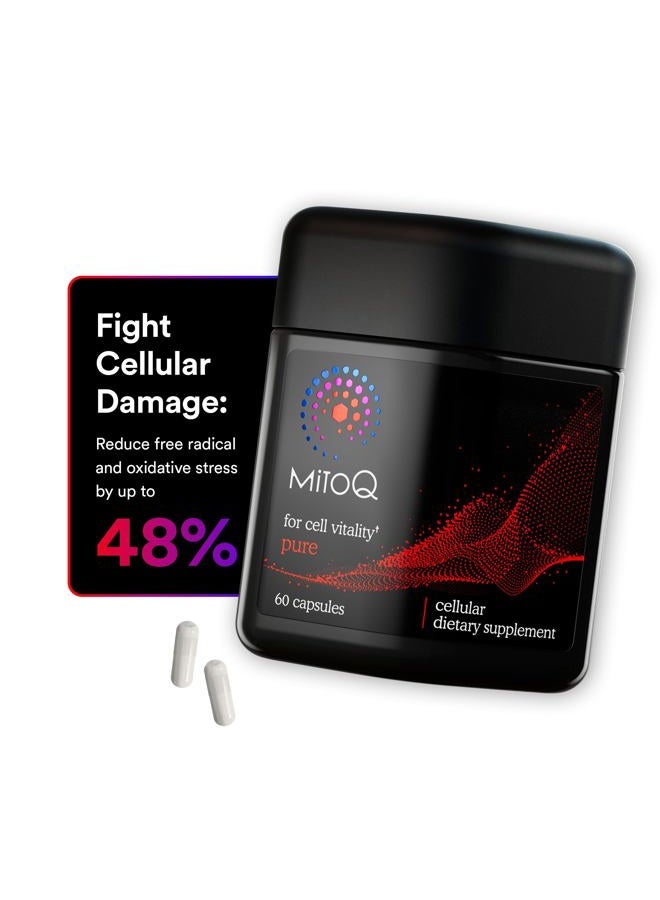 MitoQ Pure Mitochondria-targeted Antioxidant Supplement | Reducing Free Radical Damage & Oxidative Stress | Supports Cellular Longevity, Metabolic Health, Healthier Aging, and Energy (60 Capsules) - Image 1