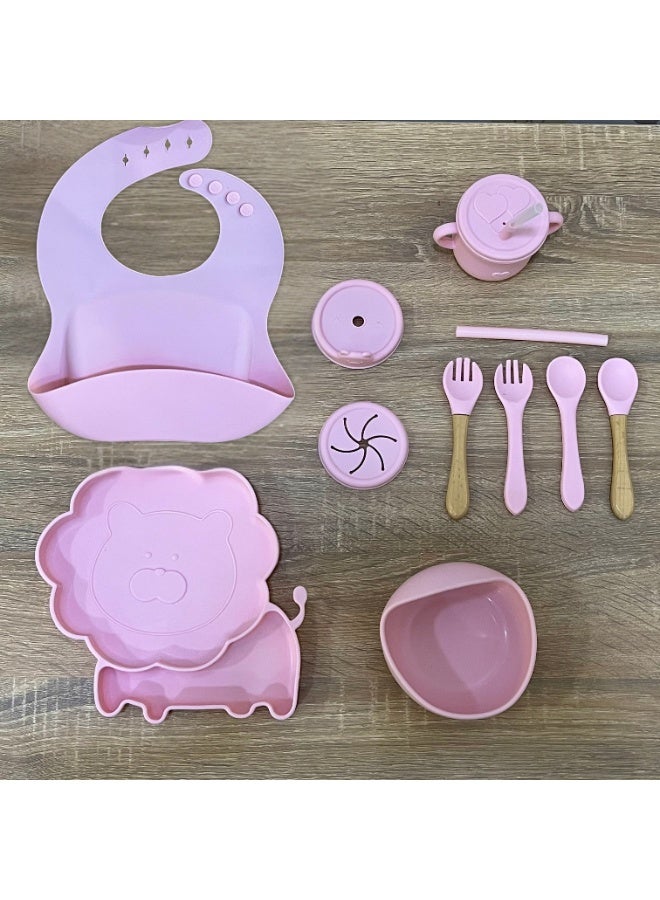 شيكو مجموعة إطعام الطفل المتكاملة من Chicco - عدد 11 قطعة - بتصميم الأسد من السيليكون لتدريب الأطفال على الأكل - Image 2