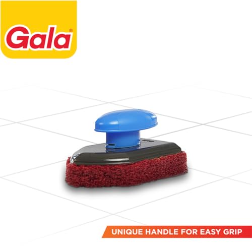 Gala Iron Bull Floor Scrub Pad, Bathroom Tile and Floor Cleaning Brush, 1 Piece with Plastic Handle - Image 3